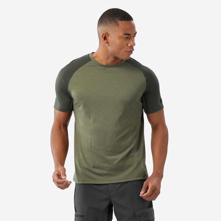 Image du produit Forclaz T-shirt manches courtes en laine mérinos homme, Merino Resist kaki (M)