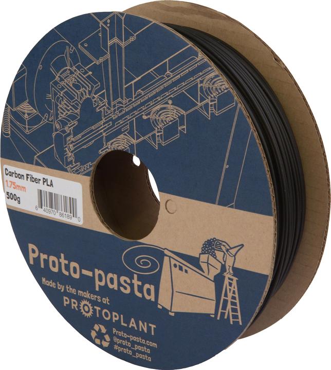 Proto-pasta PLA mit Carbon Faser (PLA, Carbon, 1.75 mm, 500 g, Grau)