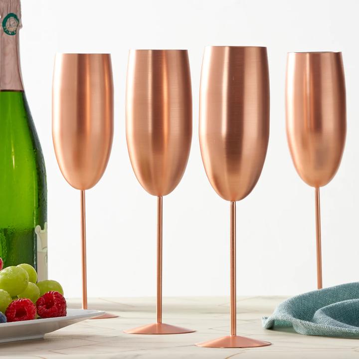 Produktbild Oak & Steel Edelstahl Weingläser Rosegold matt 4er-Set (50 cl, 4 Gläser, Weingläser Set)