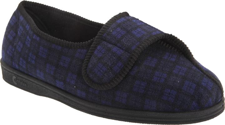 Comfylux Georgie Hausschuhe Pantoffeln mit Klettverschluss besonders weit