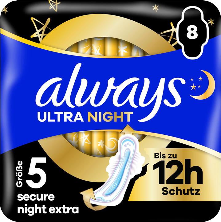 Always Ultra Binde Secure Night Extra mit Flügeln (8 x, Damenbinden)