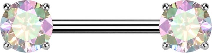 Produktbild Star Piercing Barbell Threadless silber mit zwei Kristallen multicolor gefasst (Titan G23, ohne Messing)