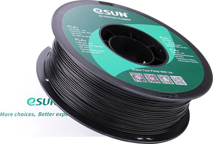 Produktbild eSUN PLA+ 1.75mm Schwarz 1Kg (PLA+, 1.75 mm, 1000 g, Schwarz)