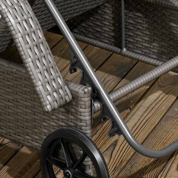 Produktbild Outsunny Rattan Sonnenliegen mit Tisch (200 cm)