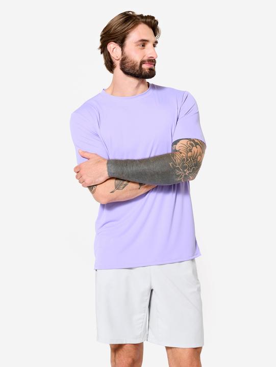 Domyos Men's Short-Sleeved Crew Neck Breathable Fitness T-Shirt - Purple