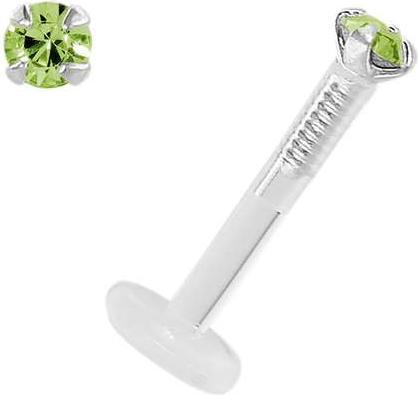 Actual product image Bijouteria Piercing for lip/Tragus (Bioplastic, Silver 925, Premium crystal)