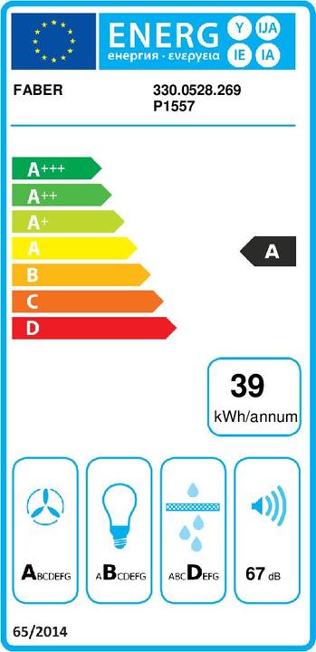 Energy Label Faber Glam Fit 80 BK (Wall hood)