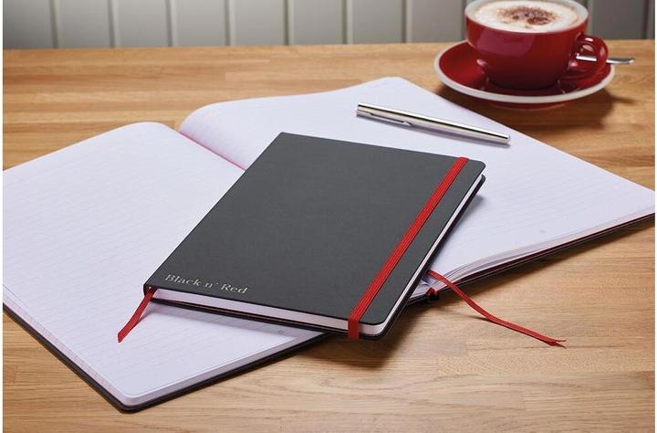 Actual product image Oxford Black n' Red A6 Hardback Casebound Business Journal Ruled & Numbered 144 Page Black (A6, Lined, Hardcover)