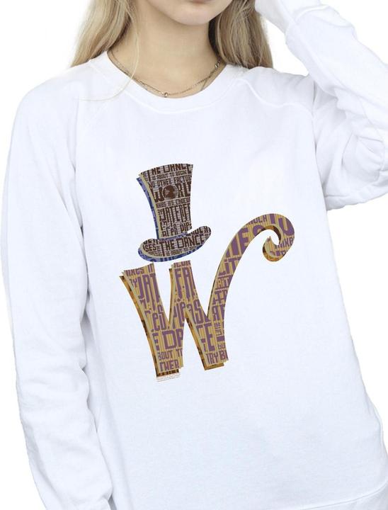 Actual product image Willy Wonka & the Chocolate Factory Womens/Ladies W Logo Hat Sweatshirt (5XL)
