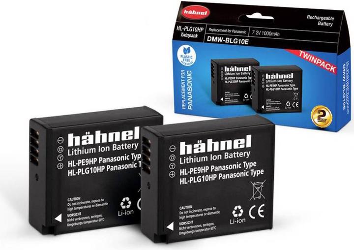 Actual product image Hähnel HL-PLG10, 2 camera battery replaces original battery DMW-BLG10E 7.2 V 1000 mAh (Rechargeable battery)