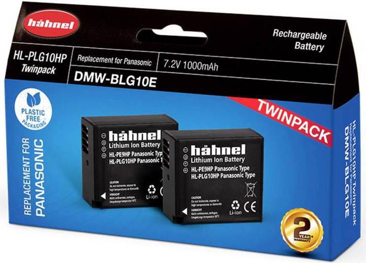 Actual product image Hähnel HL-PLG10, 2 camera battery replaces original battery DMW-BLG10E 7.2 V 1000 mAh (Rechargeable battery)