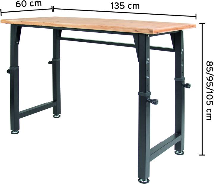 Produktbild CarTech Werkbank höhenverstellbar FSC® SQS-COC-100130 (135 cm, 60 cm)
