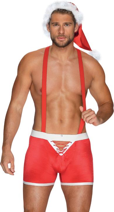 Actual product image Obsessive Mister Claus boxer shorts with braces and cap (3XL)