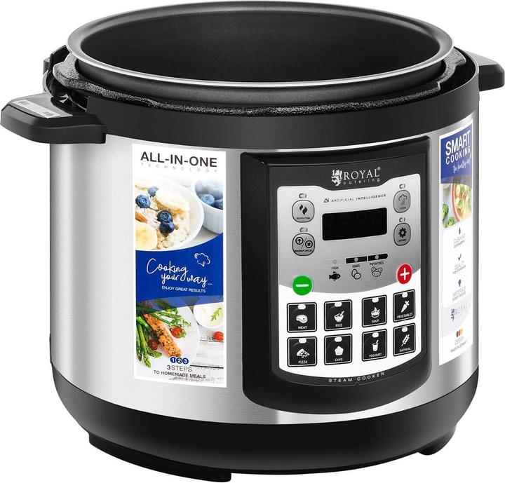 Produktbild Royal Catering Aluminium Schnellkochtopf Kochtopf Dampfkocher Schnellkocher 4L Timer + Display