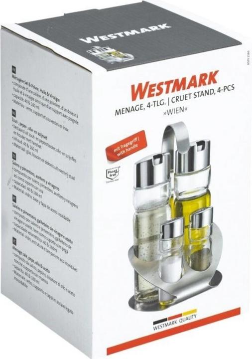 Produktbild Westmark 4-tlg. Set Menage Salz. Pfeffer. Essig & Öl »Wien«