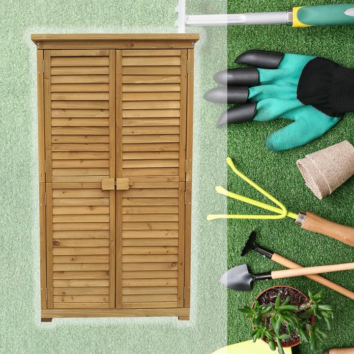 Immagine prodotto Wiltec Casetta da giardino Porta a doghe Legno di abete rosso Tetto in bitume 870x465x1600mm Casetta da