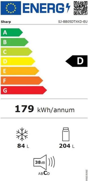 Label énergétique Sharp SJ-BB05DTXKD-EU (288 l)