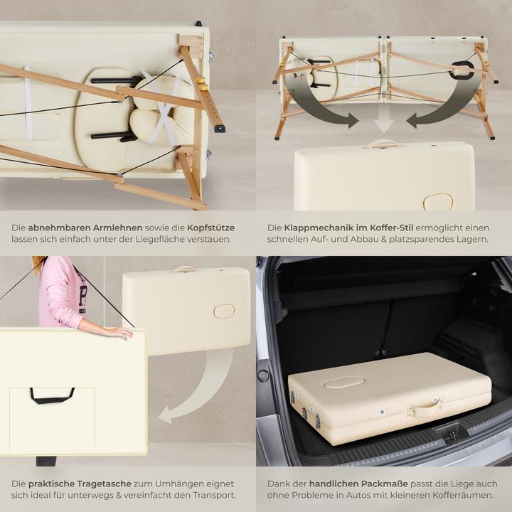 Produktbild tectake 2 Zonen Massageliege-Set Freddi mit 5cm Polsterung, Rollen und Holzgestell