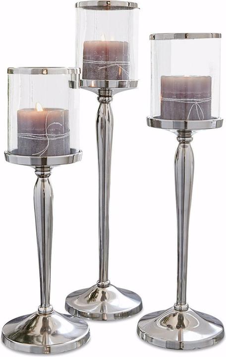 Produktbild Loberon Kerzenständer 3er Set Serres silber/klar (50 x 13 cm)
