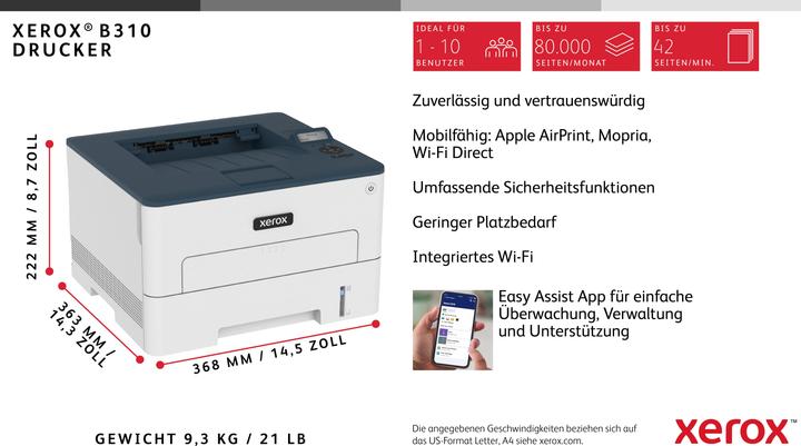 Immagine prodotto Xerox B310 Stampante b/n (Laser, Bianco e nero)