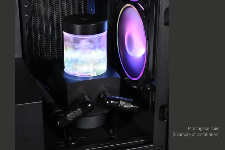 Image du produit Alphacool PUM Core 100 Aurora D5/VPP Réservoir d'équilibrage Acétal/Acrylique avec pompe VPP655 PWM