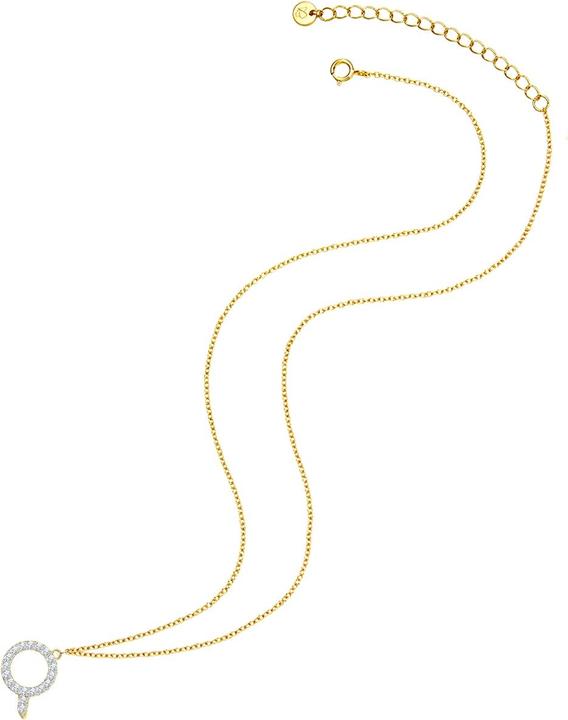 Immagine prodotto Glanzstücke München Lettera Q da donna in argento sterling con zirconi in oro giallo 45,0 cm di catena base + 5,0 cm di (Argento, 40 - 45 cm)