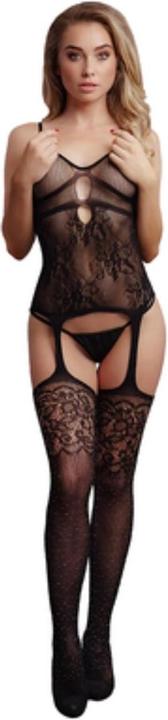 Productafbeelding Le Désir Jarretel Rhinestone Bodystocking (Eén maat voor iedereen)