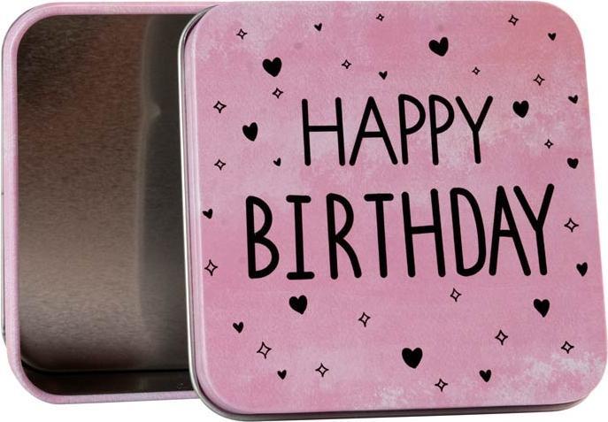 Produktbild miniSchoggi Geschenkdose Happy Birthday, 87 x 87 x 40 mm