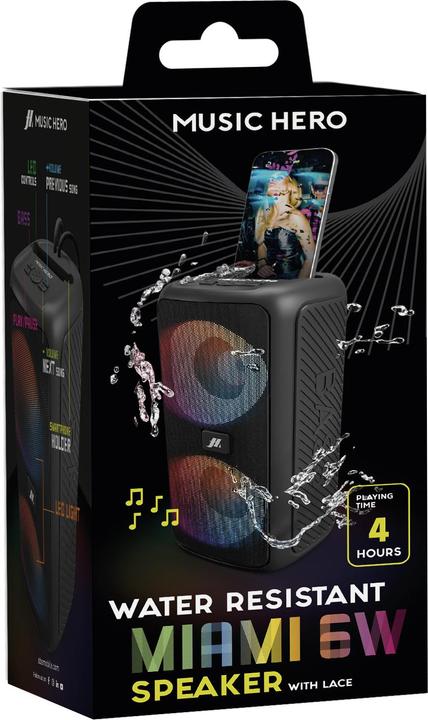 Produktbild SBS Speaker MIAMI stereo 6W, double LED light, smartphone holder, EQ, USB e TF c (4 h)