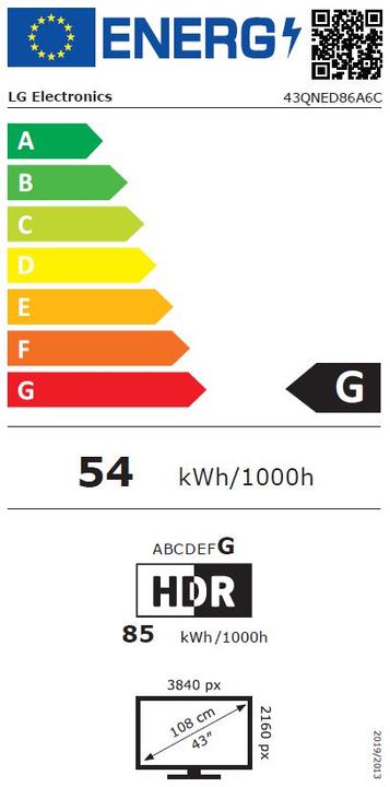 Energie-Label LG 43QNED86A6C (43", QNED86, QNED, 4K, 2025)