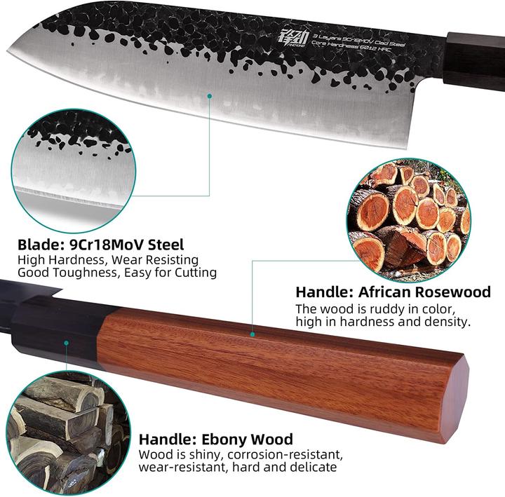 Actual product image Findking Santoku knife, 7 inch, Dynasty series (18.40 cm)