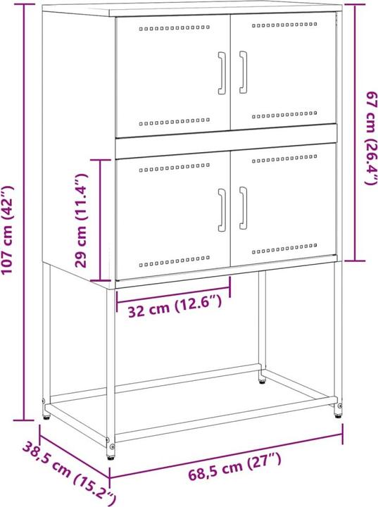 Produktbild VidaXL Sideboard (68.5 x 38.5 x 107 cm)