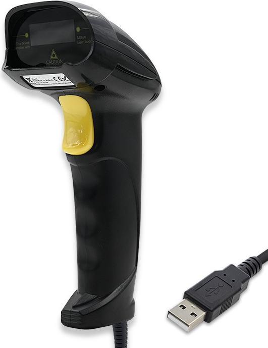 Actual product image Qoltec 1D Laser Barcode Scanner | USB | Black (1D barcodes)