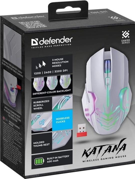 Actual product image Defender MYSZ GM-511 KATANA RF 3200dpi 7P BIAŁA (Wireless)