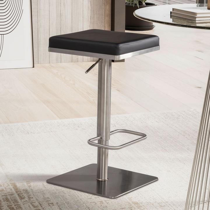 Produktbild FineBuy Barhocker Tresenhocker Schwarz Kunstleder Edelstahl Barstuhl Modern