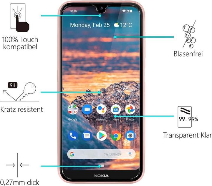 Immagine prodotto Screenguard Nokia 4.2 Pellicola protettiva in vetro Custodia dal design amichevole (1 Pezzo/i, Nokia 4.2)