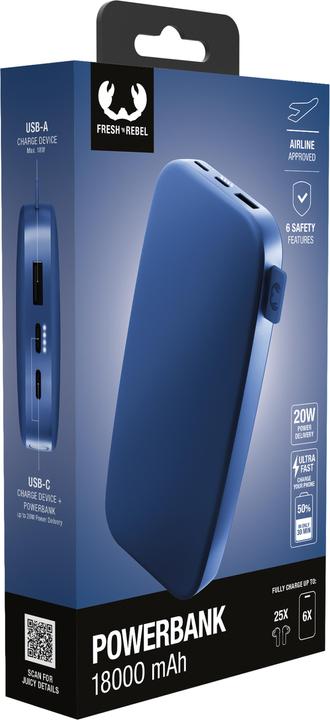 Image du produit Fresh'N Rebel Fresh 'n Rebel Powerbank 18000 mAh Blue (18000 mAh, 20 W, 66.60 Wh)