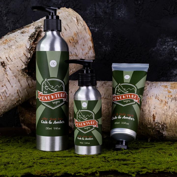 Produktbild Accentra Hair- & Body Wash ADVENTURE COLLECTION in Tube, 100ml, Duft: Oak & Amber, Farbe: grün/orange, VE 6 i (100 ml)