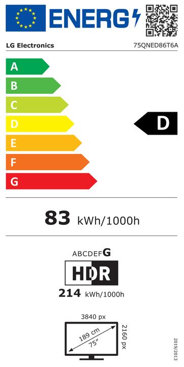 Energie-Label LG 75QNED86T6A (75", QNED86, QNED, 4K, 2024)