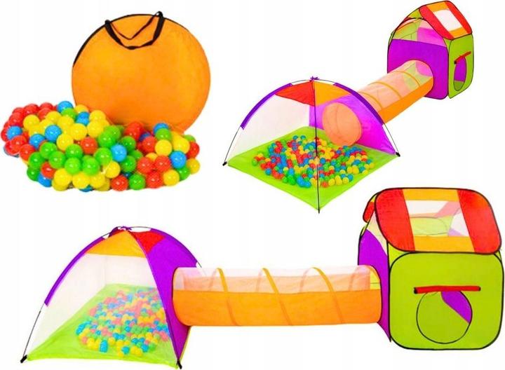Image du produit No Name Aire de jeux 3in1 maison tente tunnel + balles colorées