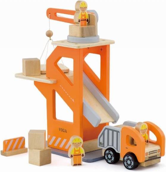 Actual product image Viga Toys Wooden crane with truck