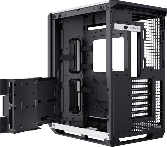 Actual product image APNX V1 PC case, midi tower, ATX, tempered glass - wood, black / white (ATX)