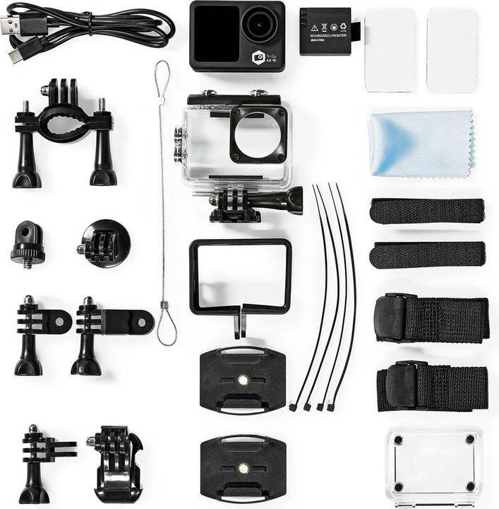 Actual product image Nedis Action Cam | 4K@30fps | 16 MPixel | Waterproof up to: 30.0 m | 90 min | Wi-Fi | App available (30p, Wi-Fi)