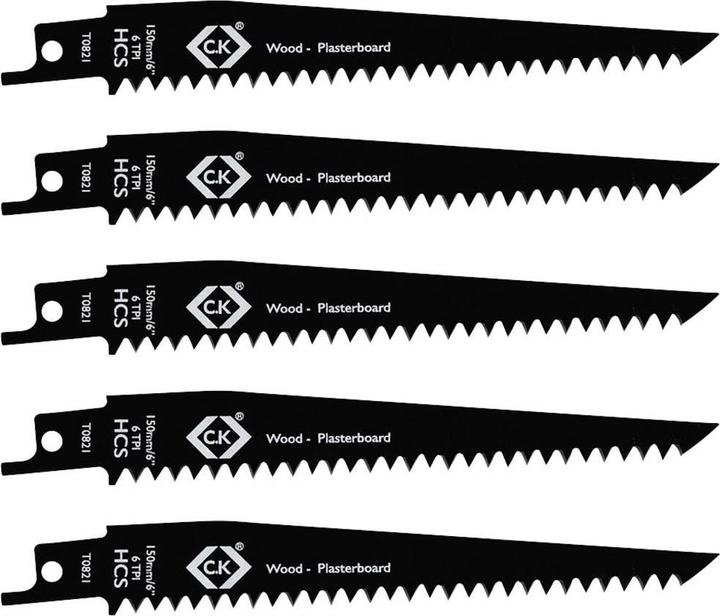 C.K Magma C.K T0821 Lames de scie sabre 6 tpi, paquet de 5 Longueur de lame 150 mm 5 pces