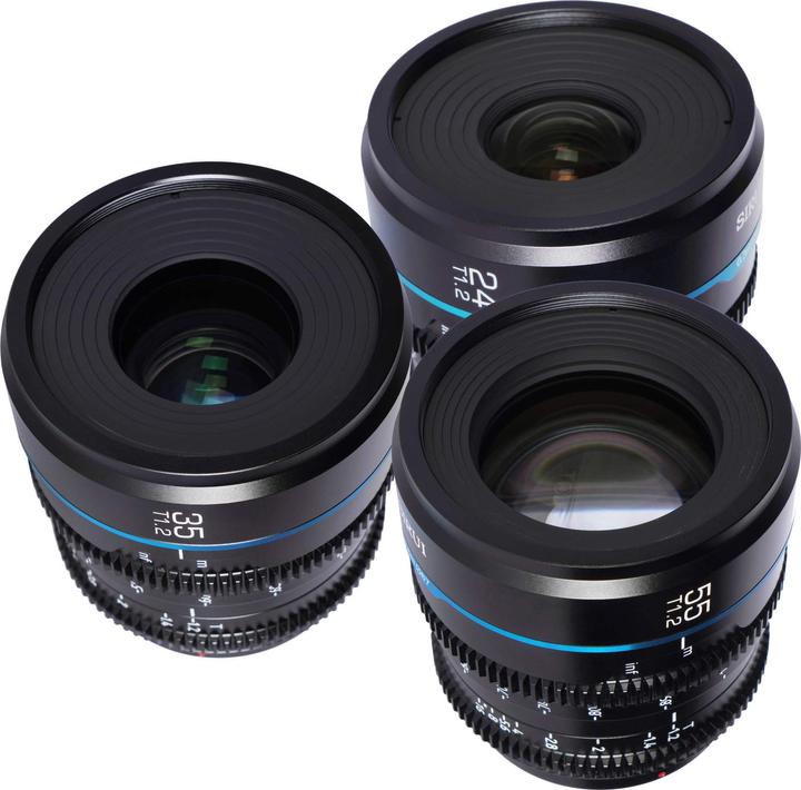 Actual product image Sirui MS-3SMB Night Walker 24+35+55mm T1.2 S35 Cine Lens Set with Transport Case (MFT-Mount, Black) (Micro Four Thirds, APS-C / DX)