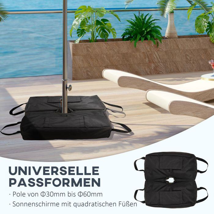 Produktbild Swisshandel24 Sonnenschirmständer Sandsack 2 x Beutel befüllbar 50 kg mit Schaufel Polyester + Kunststoff Schwarz