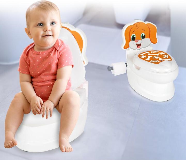 Productafbeelding Jamara My Little Toilet Dog met doorspoelgeluid en toiletpapierhouder