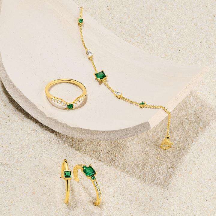 Produktbild Thomas Sabo Armband mit grünen und weissen Steinen gold (19 cm, 925er Silber, beschmücktes Sterling Silber 925er Vergoldung)