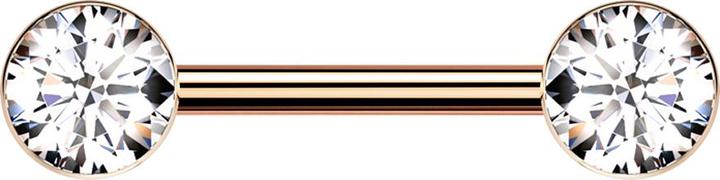 Immagine prodotto Star Piercing Barbell Threadless oro rosa con due emisferi oro rosa cristallo argento (senza ottone, Titanio G23)