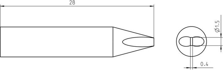 Actual product image Weller Erem RT Ultra soldering tip, chisel 1.5mm×0.4mm, MIL SPEC (Soldering tip)